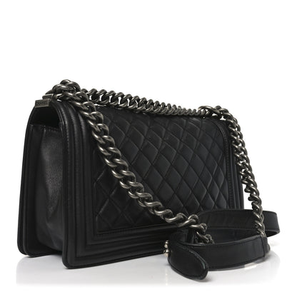 Chanel Lambskin Quilted Medium Boy Flap Dark Grey 3 of 11