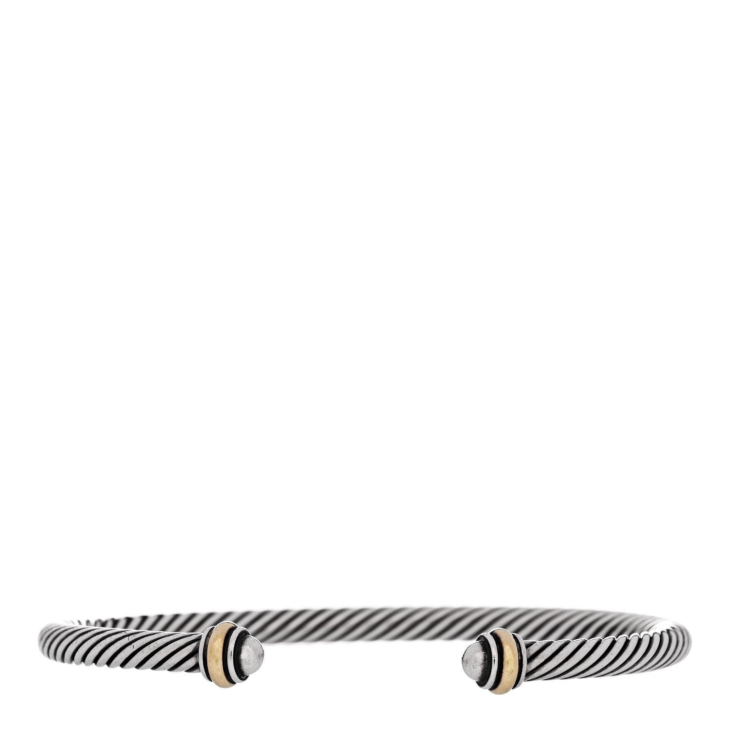 David Yurman Sterling Silver 18K Yellow Gold 4mm Cable Classics Bracelet 1 of 4