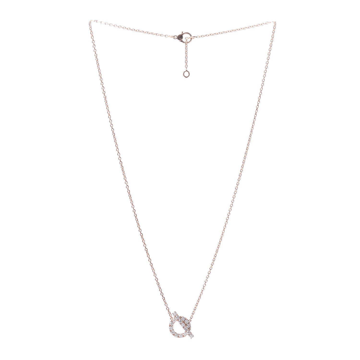 Hermes 18K Rose Gold Diamond Finesse Pendant Necklace 3 of 5