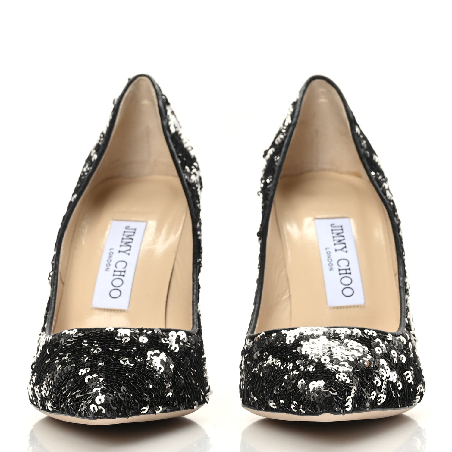 Jimmy Choo Double Face Sequins Abel 100 Pumps 36.5 Black Silver 2 of 7