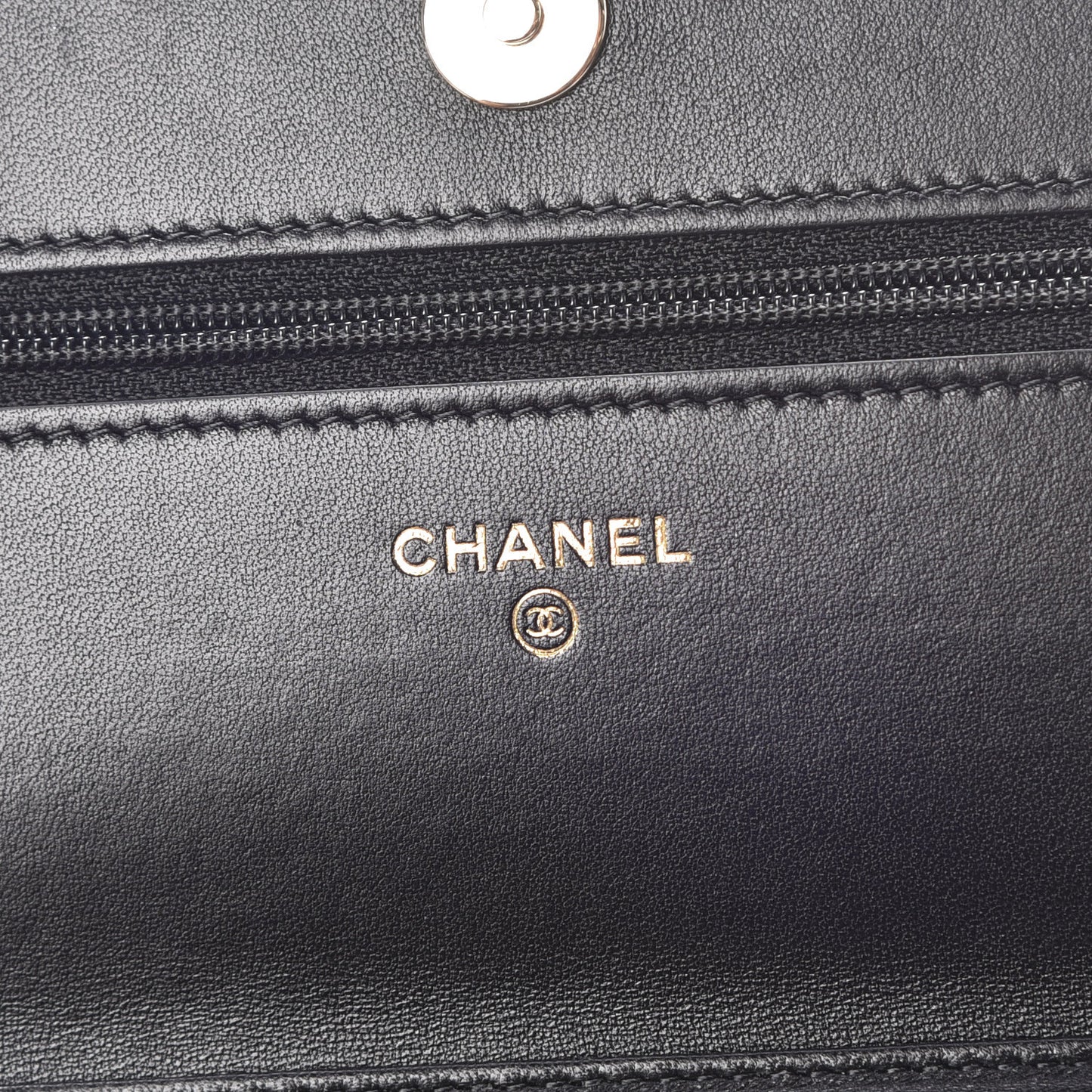 Lambskin Quilted Chain Around Wallet On Chain WOC Black