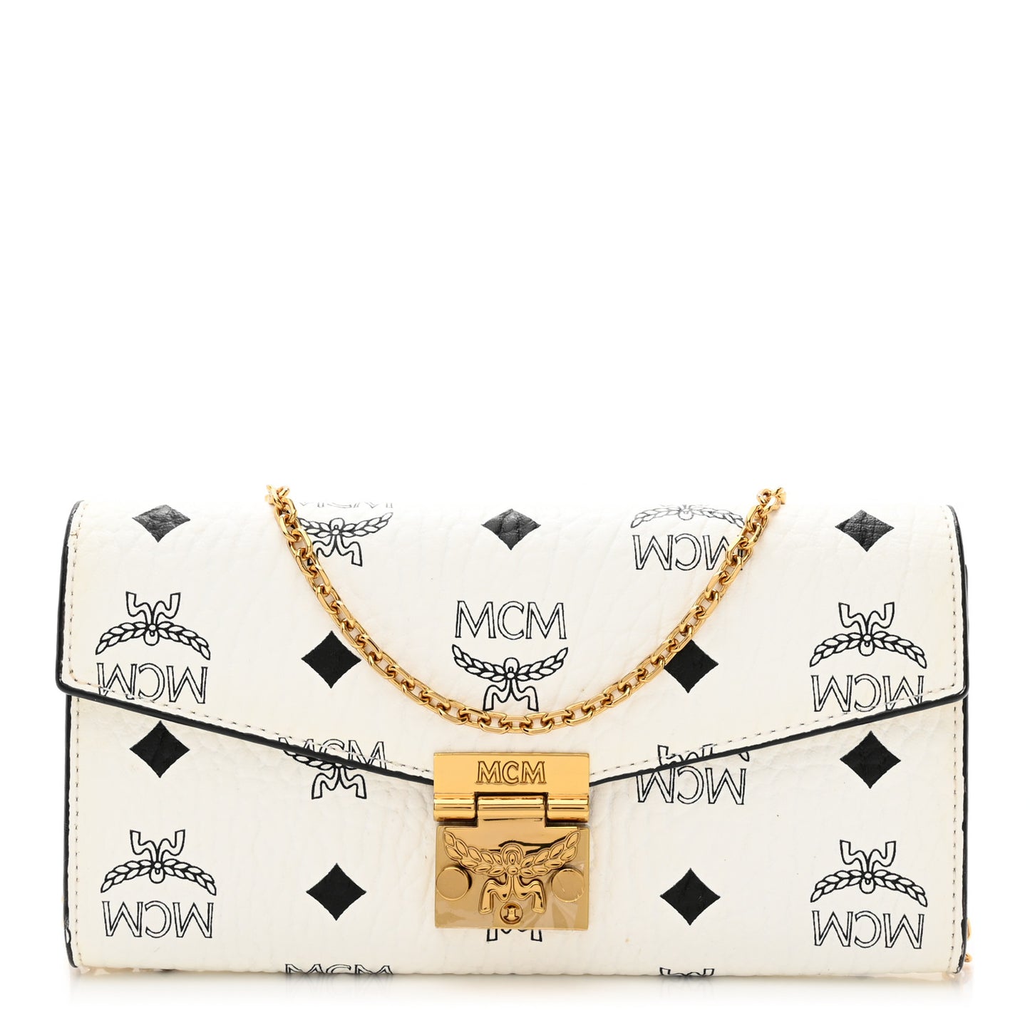 Visetos Large Patricia Wallet On Chain White