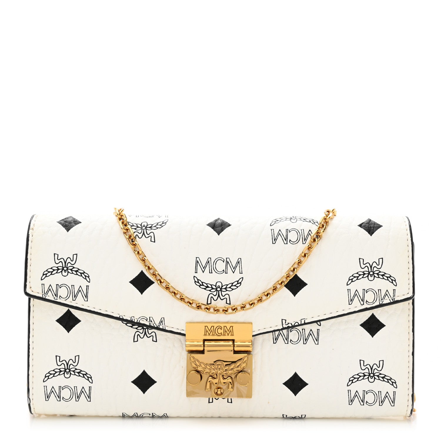 MCM Visetos Large Patricia Wallet On Chain White 1 of 9