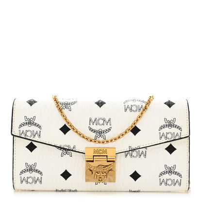 MCM Visetos Large Patricia Wallet On Chain White 1 of 9