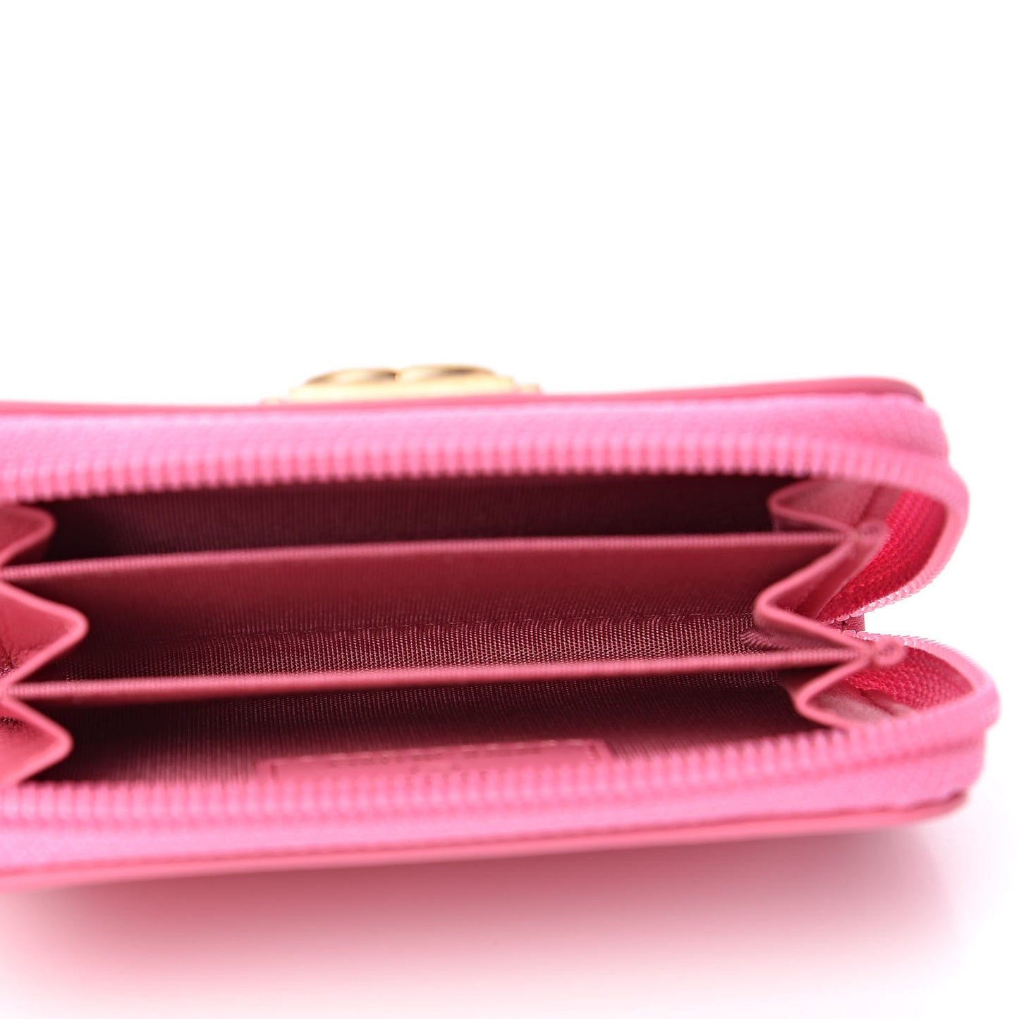 Lambskin Quilted Boy Zip Around Coin Purse Wallet Pink