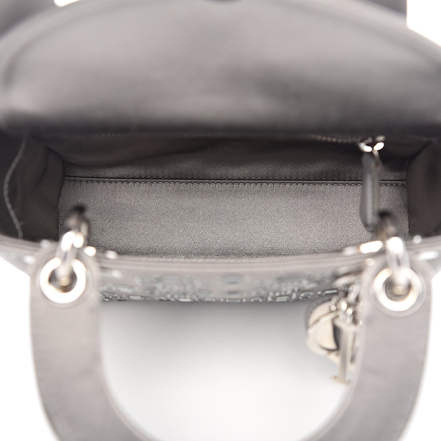 Satin Crystal Cannage Mini Lady Dior Gray