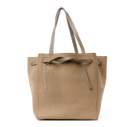 Celine Crocodile Embossed Nubuck Small Belt Cabas Phantom Beige 1 of 12