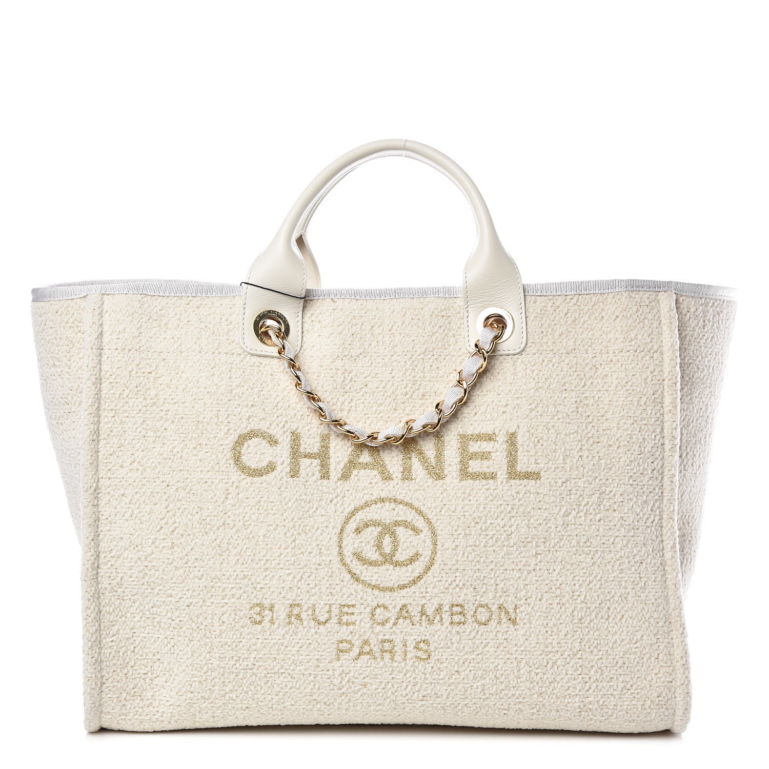 Chanel Lurex Boucle Medium Deauville Tote White 1 of 8
