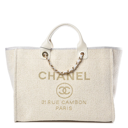 Chanel Lurex Boucle Medium Deauville Tote White 1 of 8