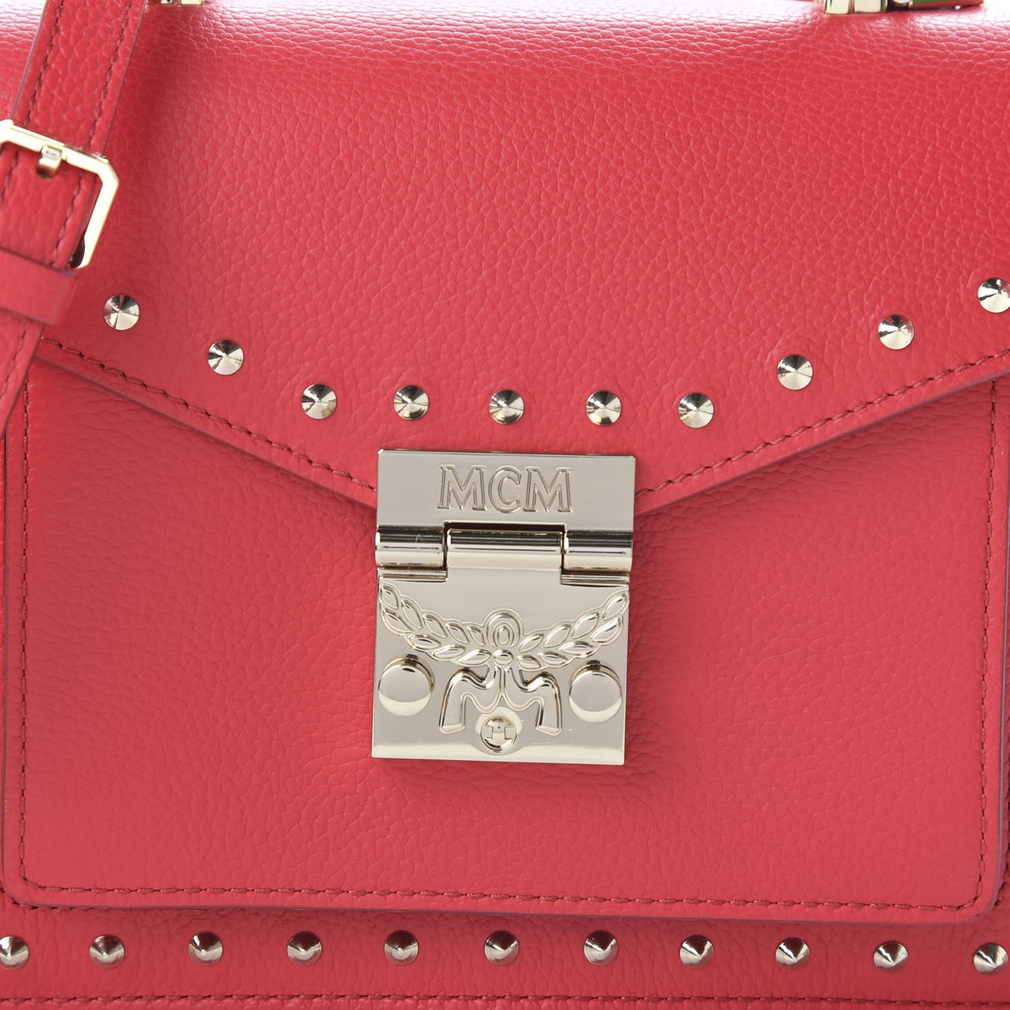 Calfskin Studded Small Patricia Satchel Chinese Red