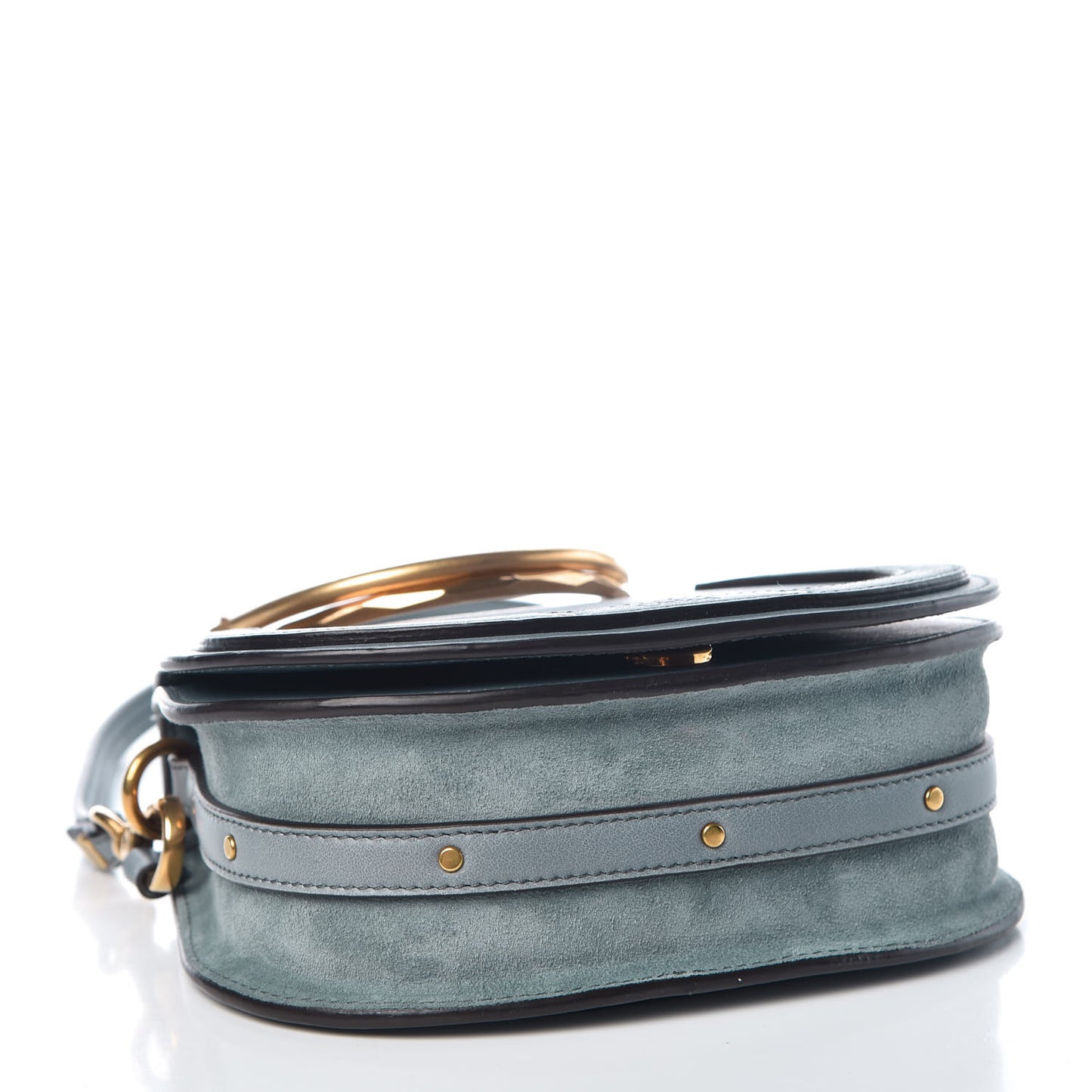Calfskin Suede Small Nile Bracelet Bag Cloudy Blue