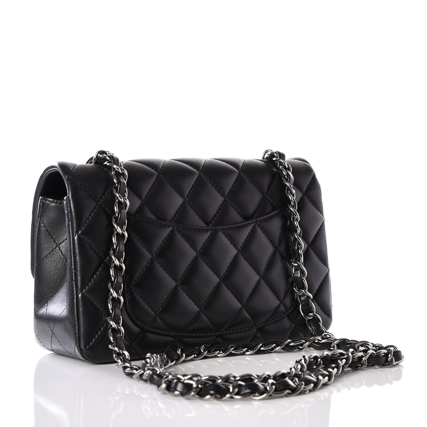 Lambskin Quilted Mini Rectangular Flap Black