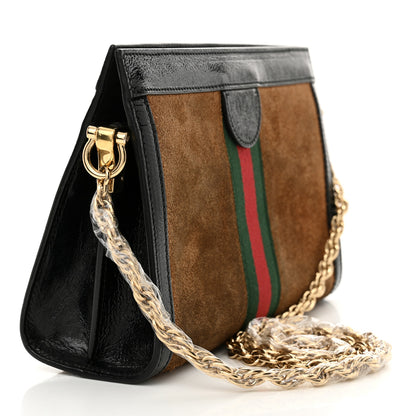 Gucci Suede Patent Web Small Ophidia Chain Shoulder Bag Nocciola Black 2 of 14