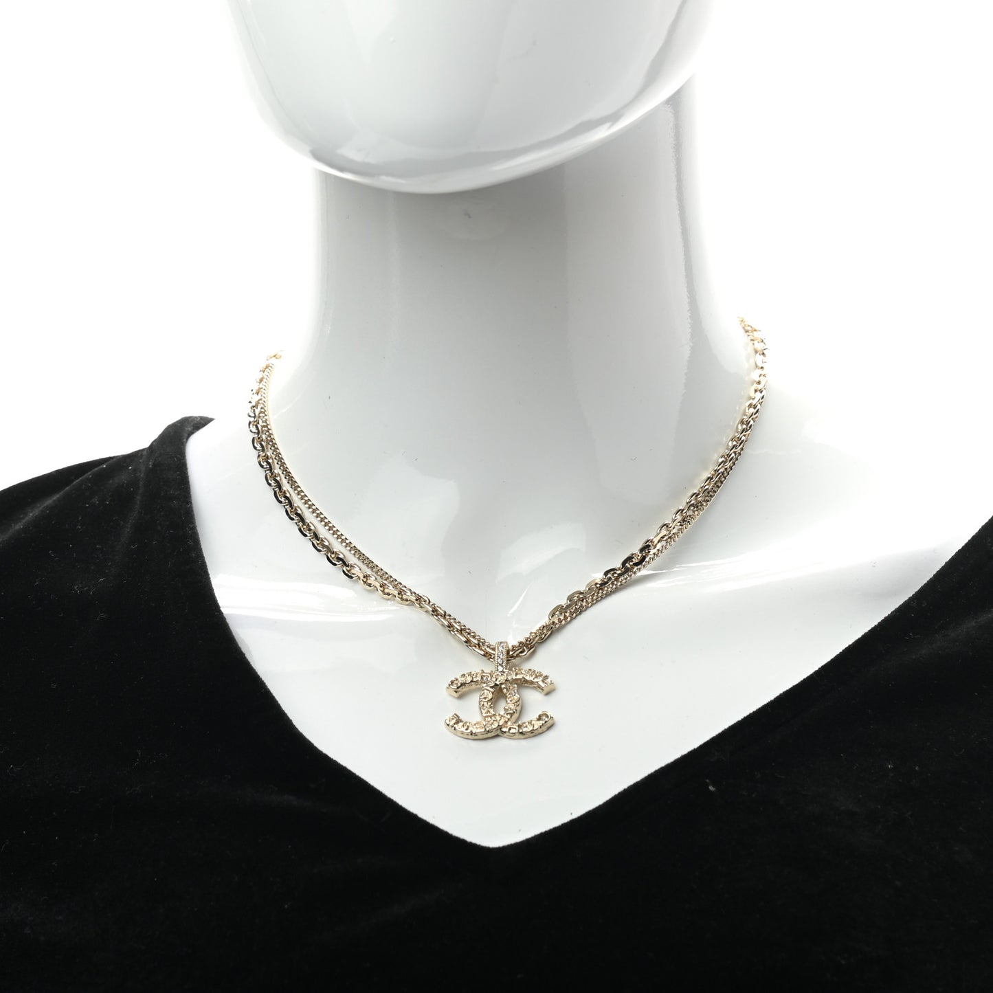 Crystal CC Multi Strand Chain Necklace Gold