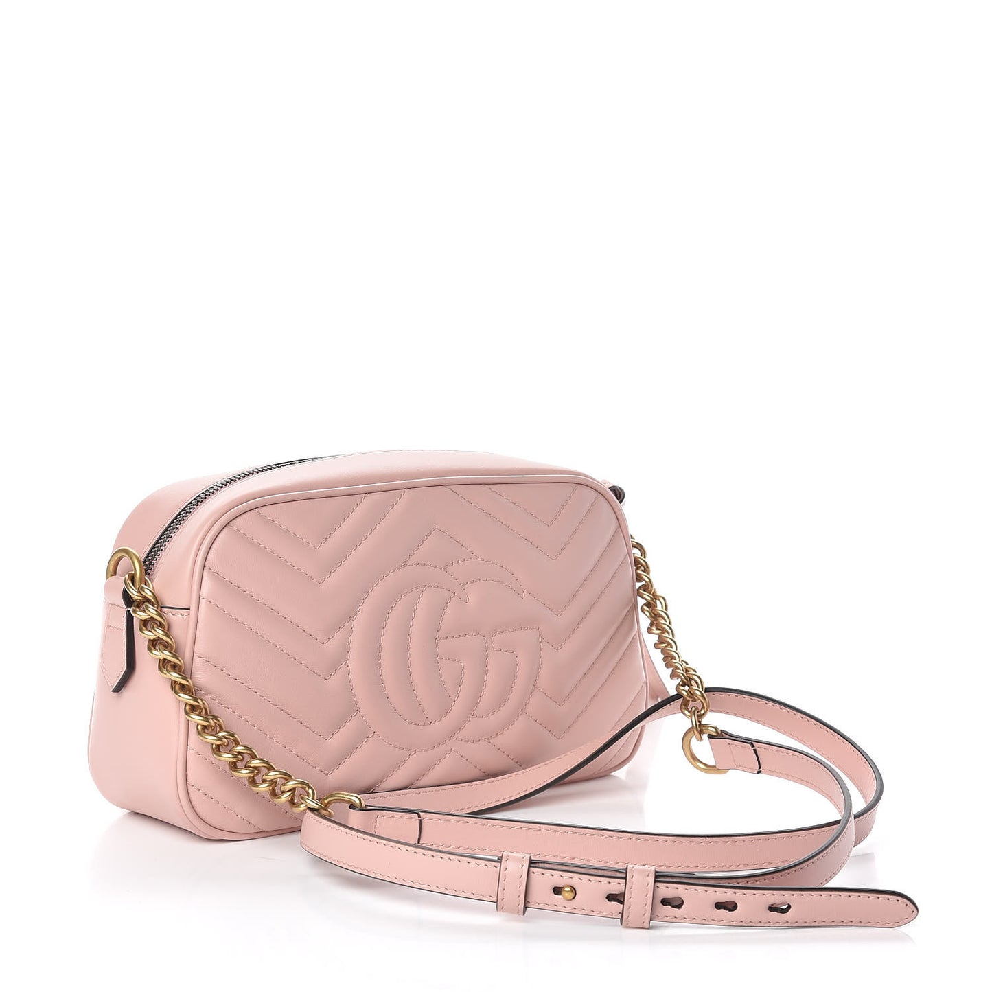 Calfskin Matelasse Small GG Marmont Chain Shoulder Bag Perfect Pink