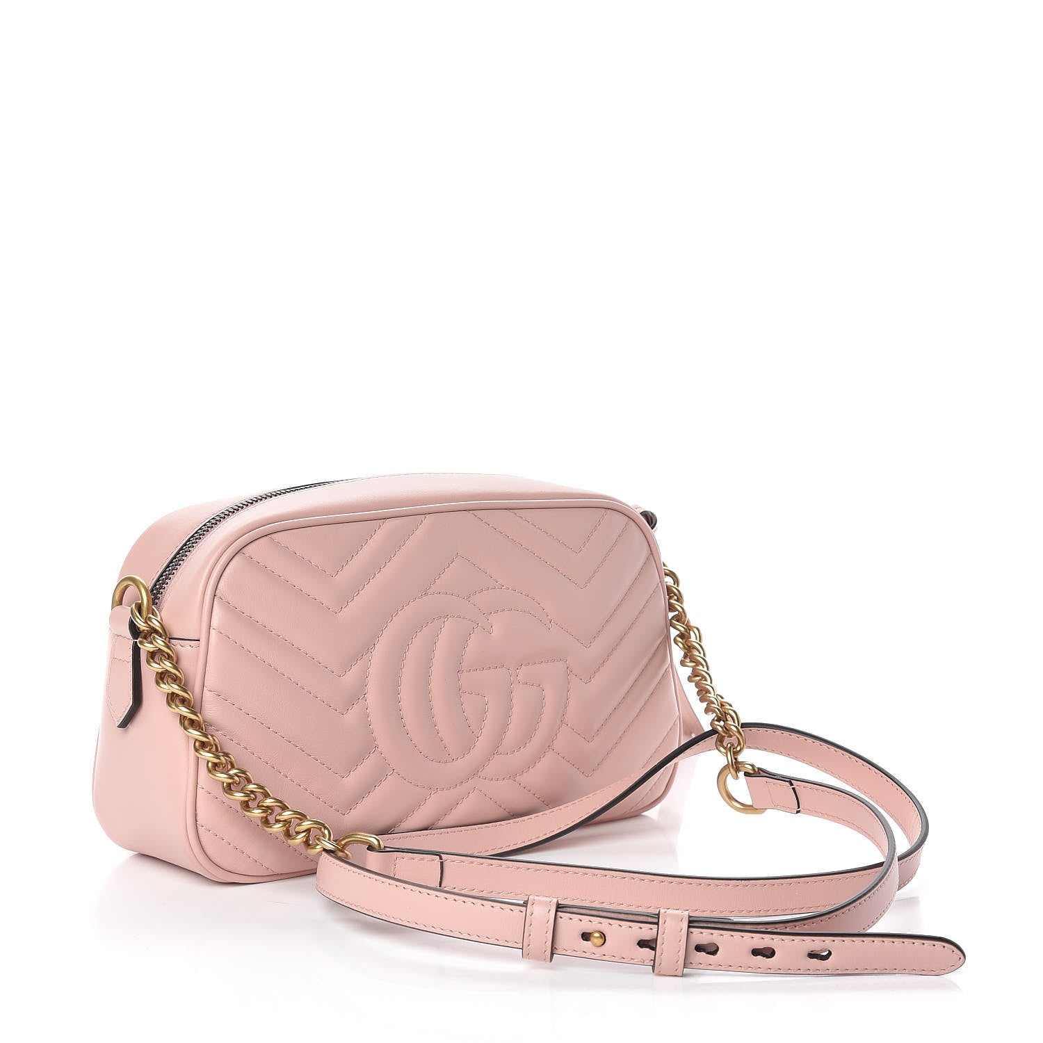 Gucci Calfskin Matelasse Small GG Marmont Chain Shoulder Bag Perfect Pink 3 of 10