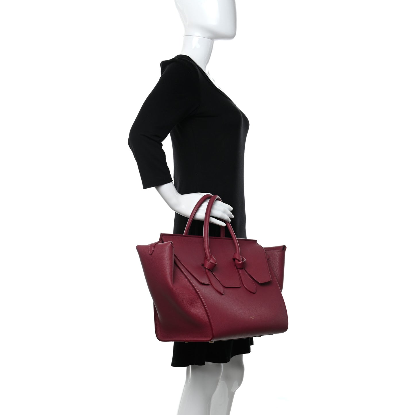 Crisped Calfskin Small Tie Knot Tote Red
