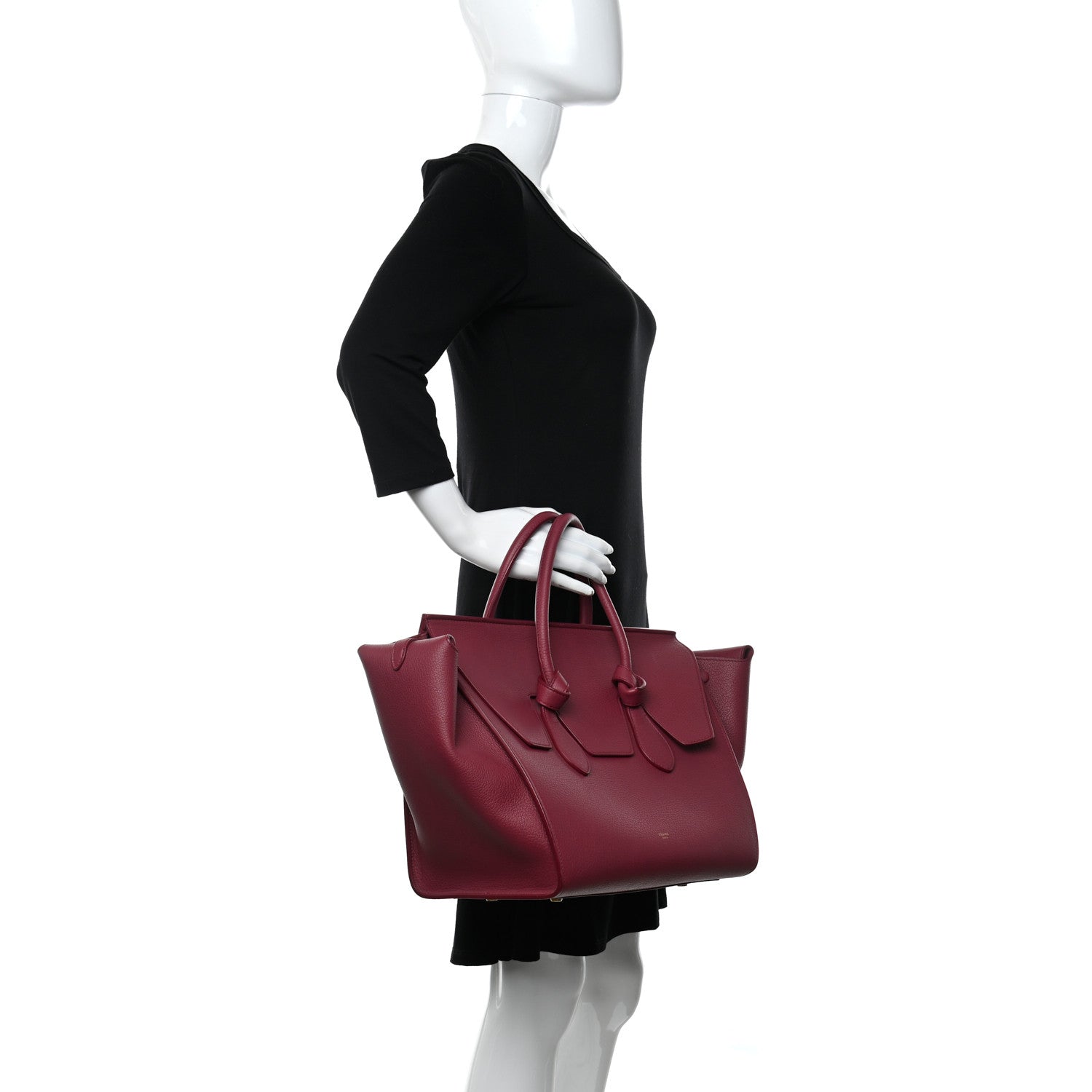 Celine Crisped Calfskin Small Tie Knot Tote Red 2 of 11