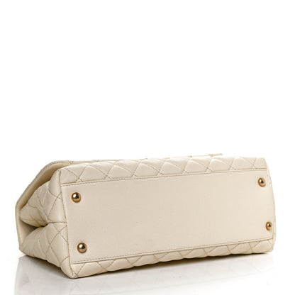 Chanel Caviar Elaphe Quilted Small Coco Handle Flap Ivory 4 of 11