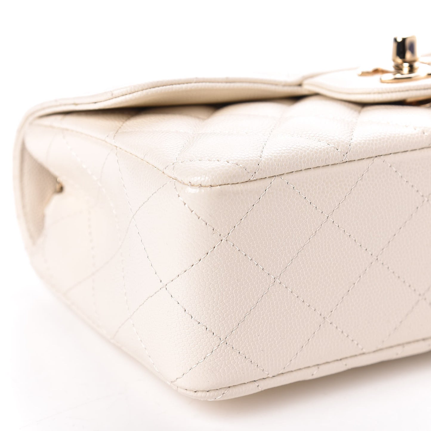 Caviar Quilted Mini Rectangular Flap White