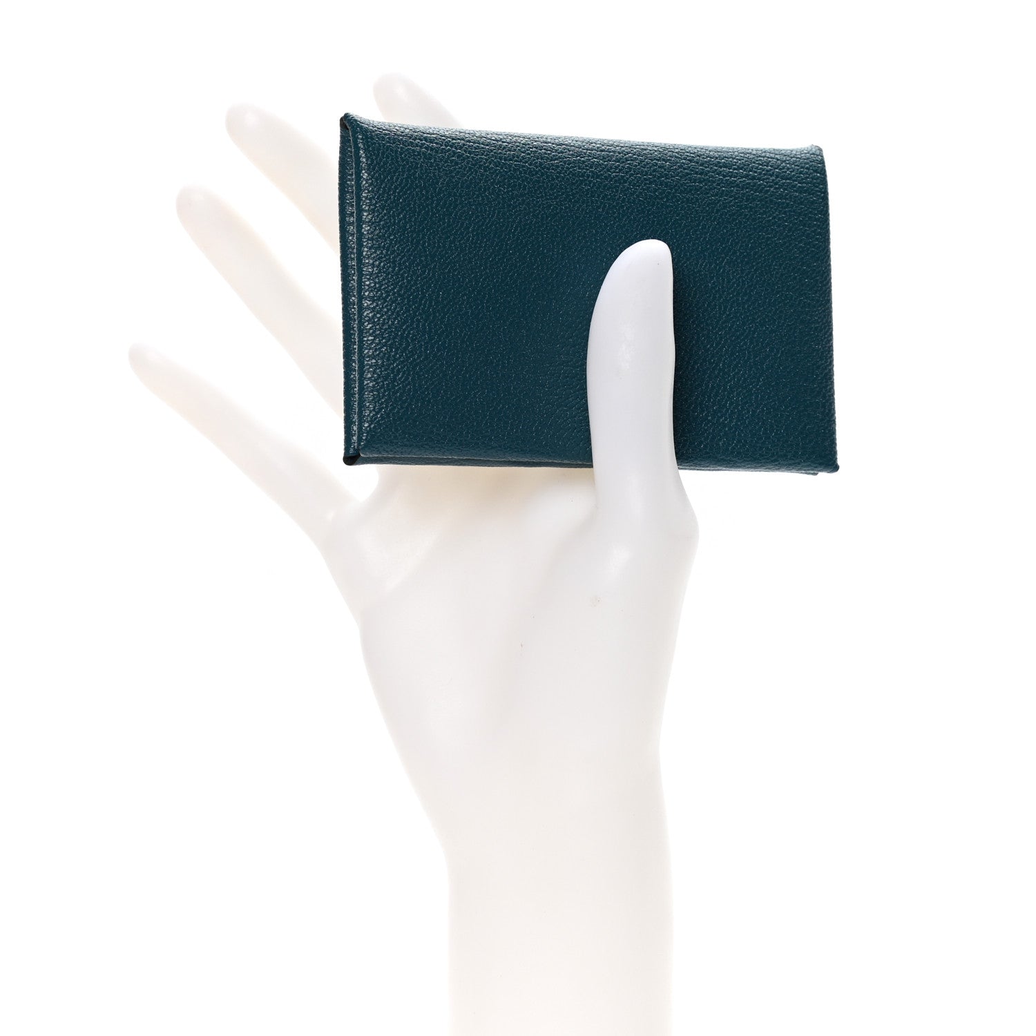 Hermes Chevre Mysore Calvi Card Case Vert Bosphore 2 of 6