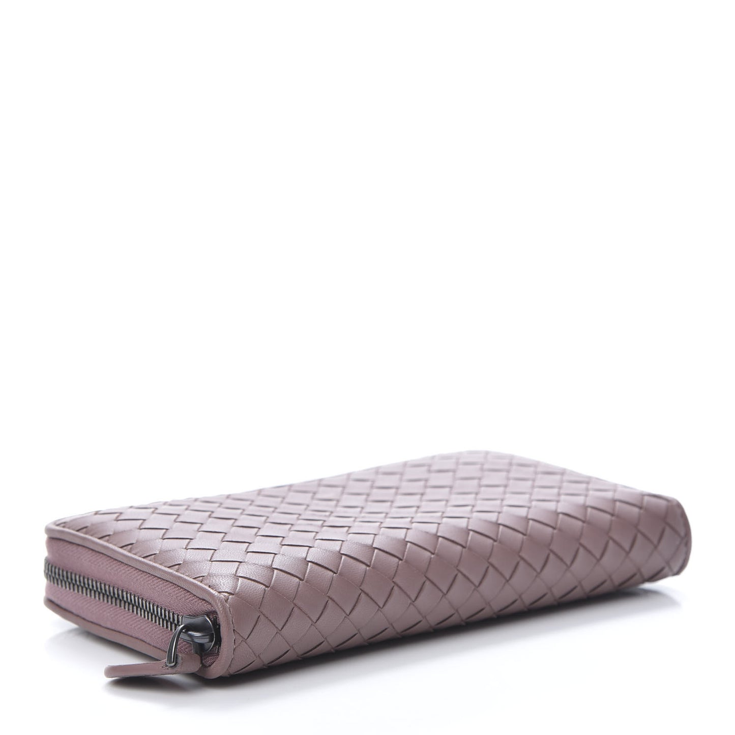 Nappa Intrecciato Zip Around Wallet Deco Rose