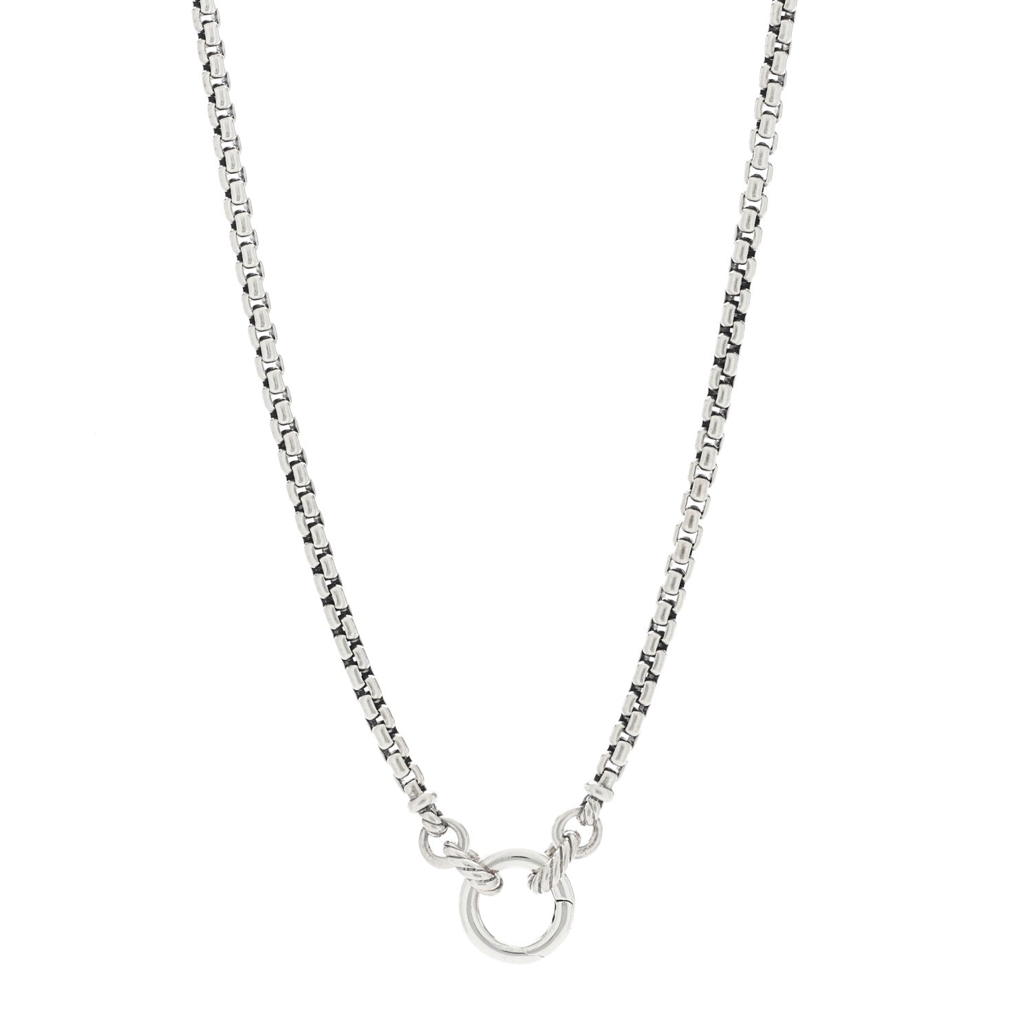 David Yurman Sterling Silver 3.6mm Smooth Amulet Vehicle Box Chain Necklace 1 of 4