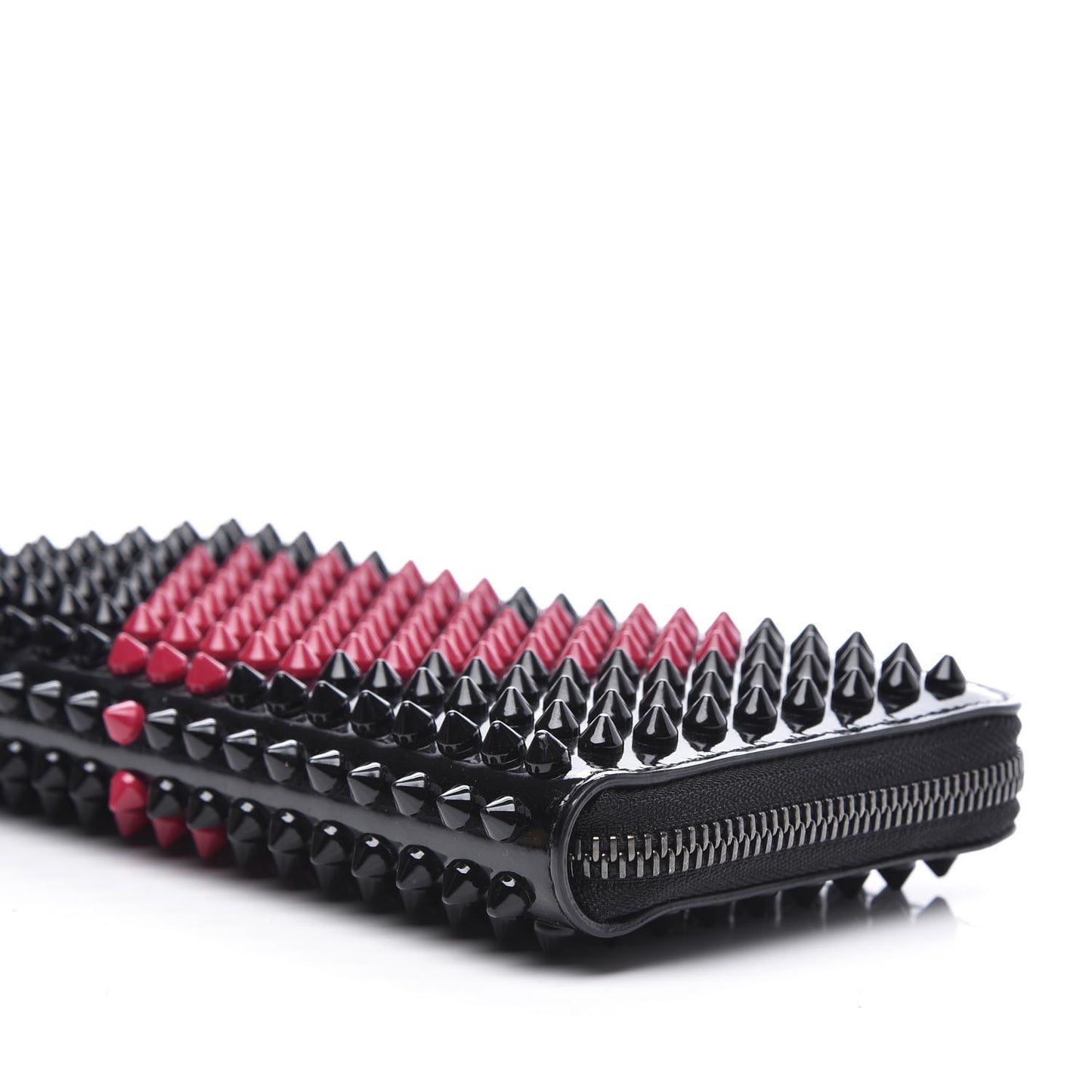 Patent Panettone Spiked Valentines Zip Around Wallet Black Fuchsia