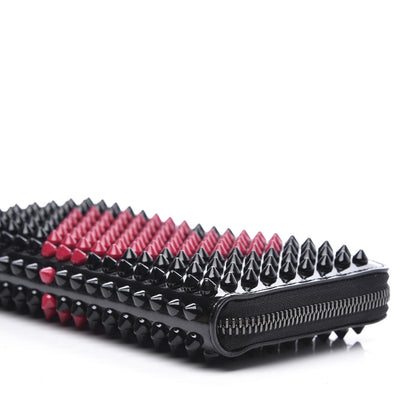 Christian Louboutin Patent Panettone Spiked Valentines Zip Around Wallet Black Fuchsia 6 of 9