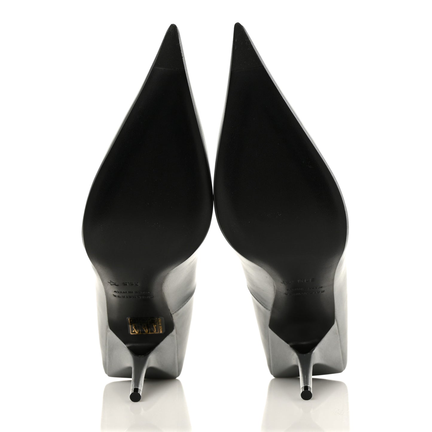 Metallic Nappa Square Knife 80mm Pumps 38.5 Silver