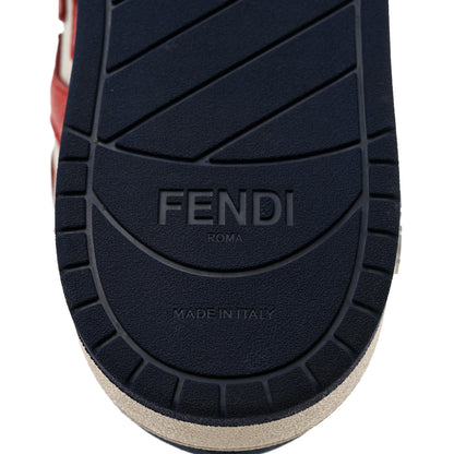 Fendi Calfskin Suede Fendi Match Low Top Sneakers 37 Red Blue 8 of 9
