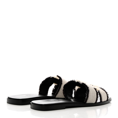 Hermes Toile H Oran Fringe Sandals 39 Prunoir 4 of 13