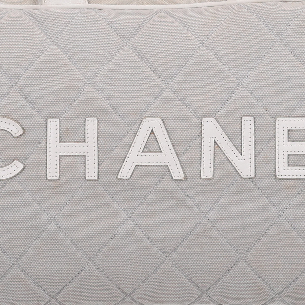 Canvas Quilted Logo Bowler Bag Grey
