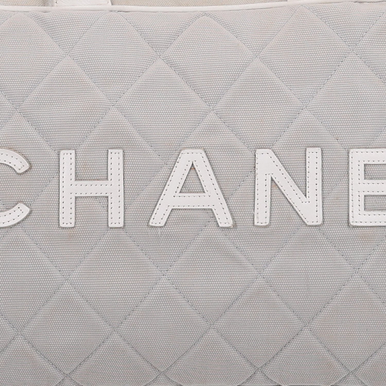Chanel Canvas Quilted Logo Bowler Bag Grey 8 of 10
