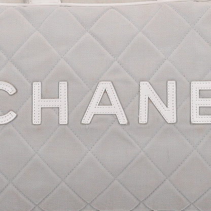 Chanel Canvas Quilted Logo Bowler Bag Grey 8 of 10