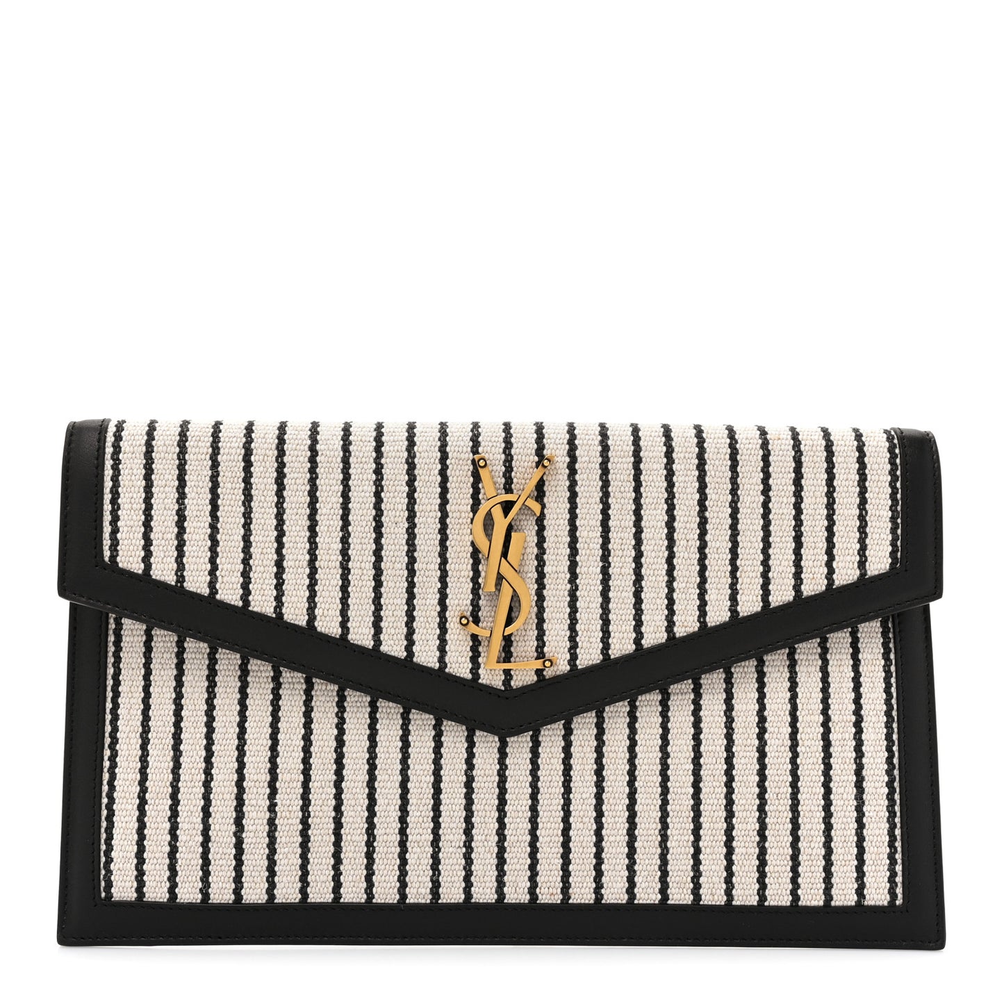 Canvas Striped Uptown Pouch Beige Black