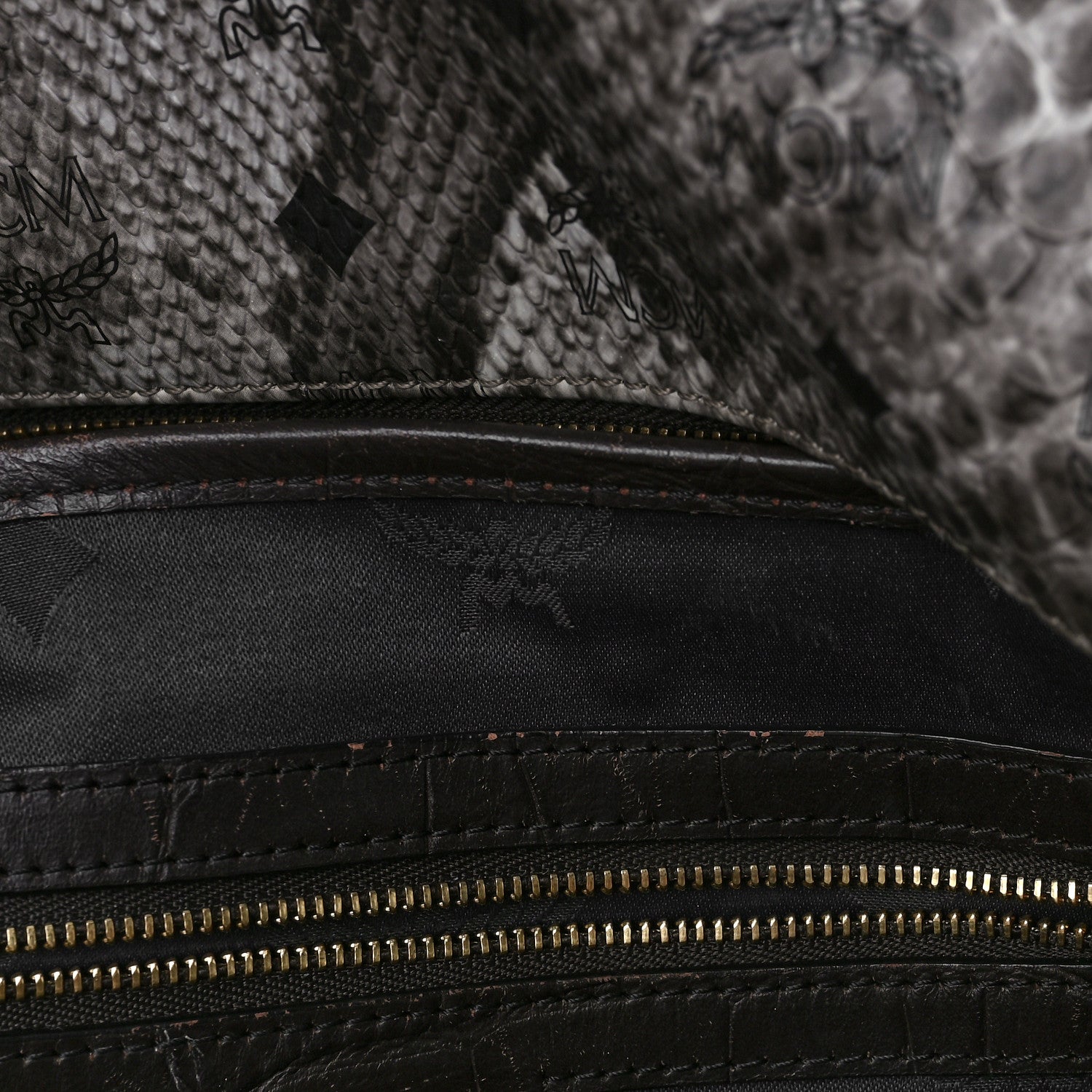 MCM Snakeskin Medium Studded Backpack Black Multicolor 11 of 15