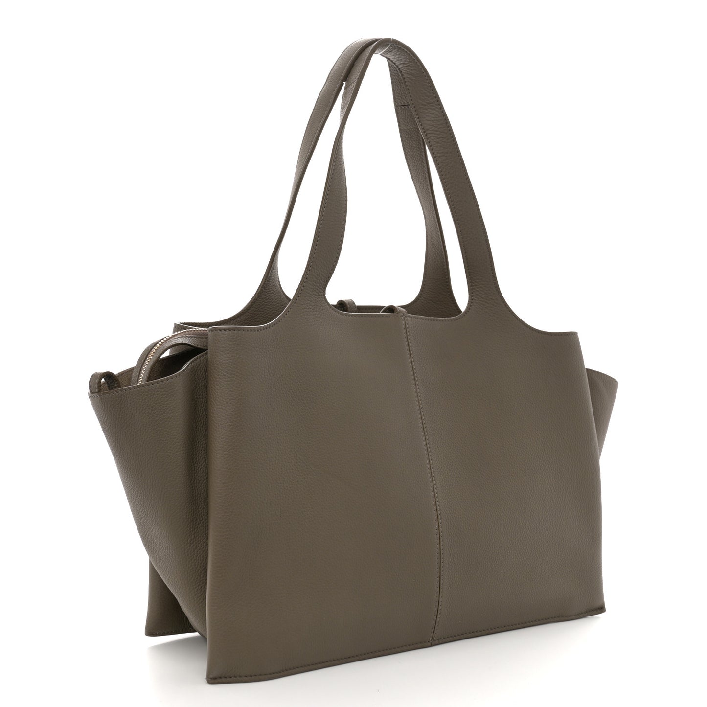 Baby Grained Calfskin Medium Tri-Fold Bag Taupe