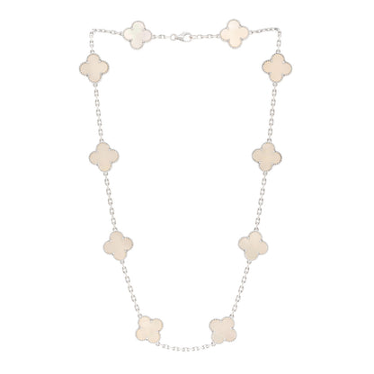 Van Cleef & Arpels 18K White Gold Mother of Pearl 10 Motifs Vintage Alhambra Necklace 3 of 5