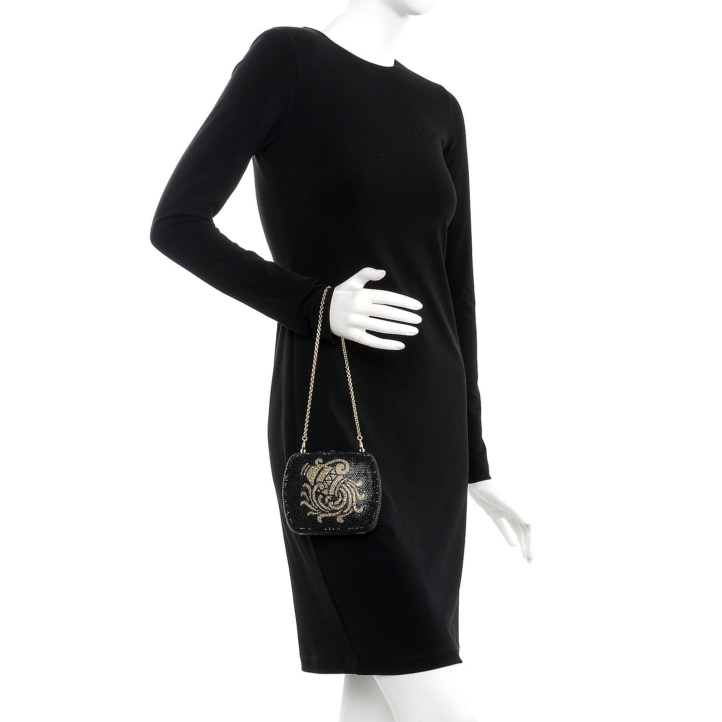 Swarovski Crystal Aquarius Minaudiere Clutch Black