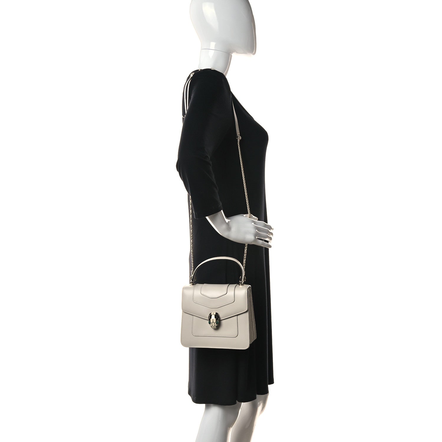 Bulgari Calfskin Serpenti Forever Top Handle White 2 of 8