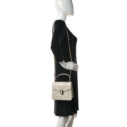 Bulgari Calfskin Serpenti Forever Top Handle White 2 of 8