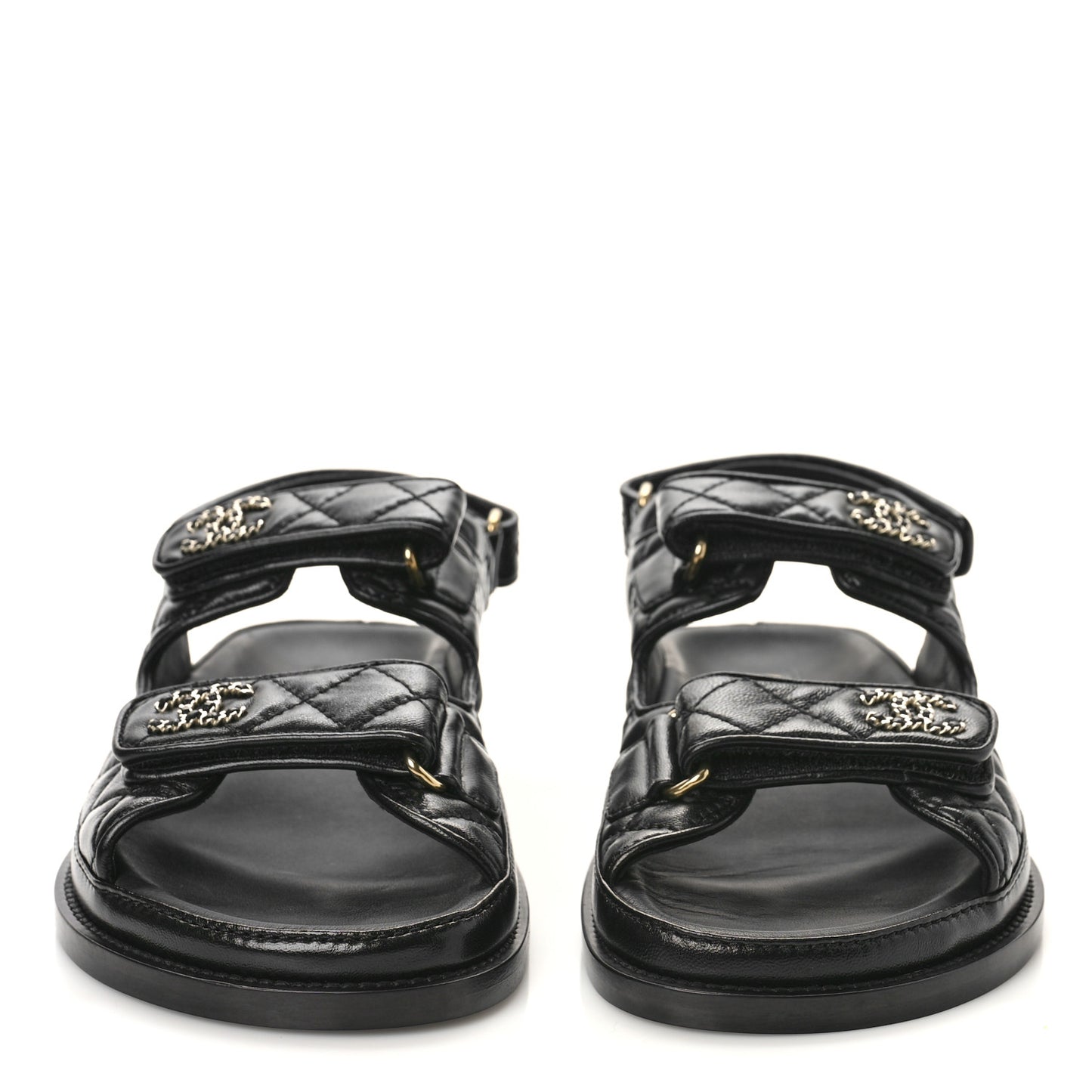 Lambskin Velcro Dad Sandals 38 Black