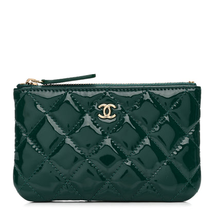 Chanel Patent Quilted Small Cosmetic Case Green 1 of 8