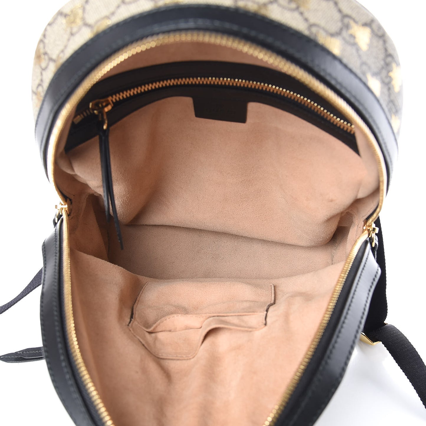 GG Supreme Monogram Bees Print Small Day Backpack Beige Oro Black