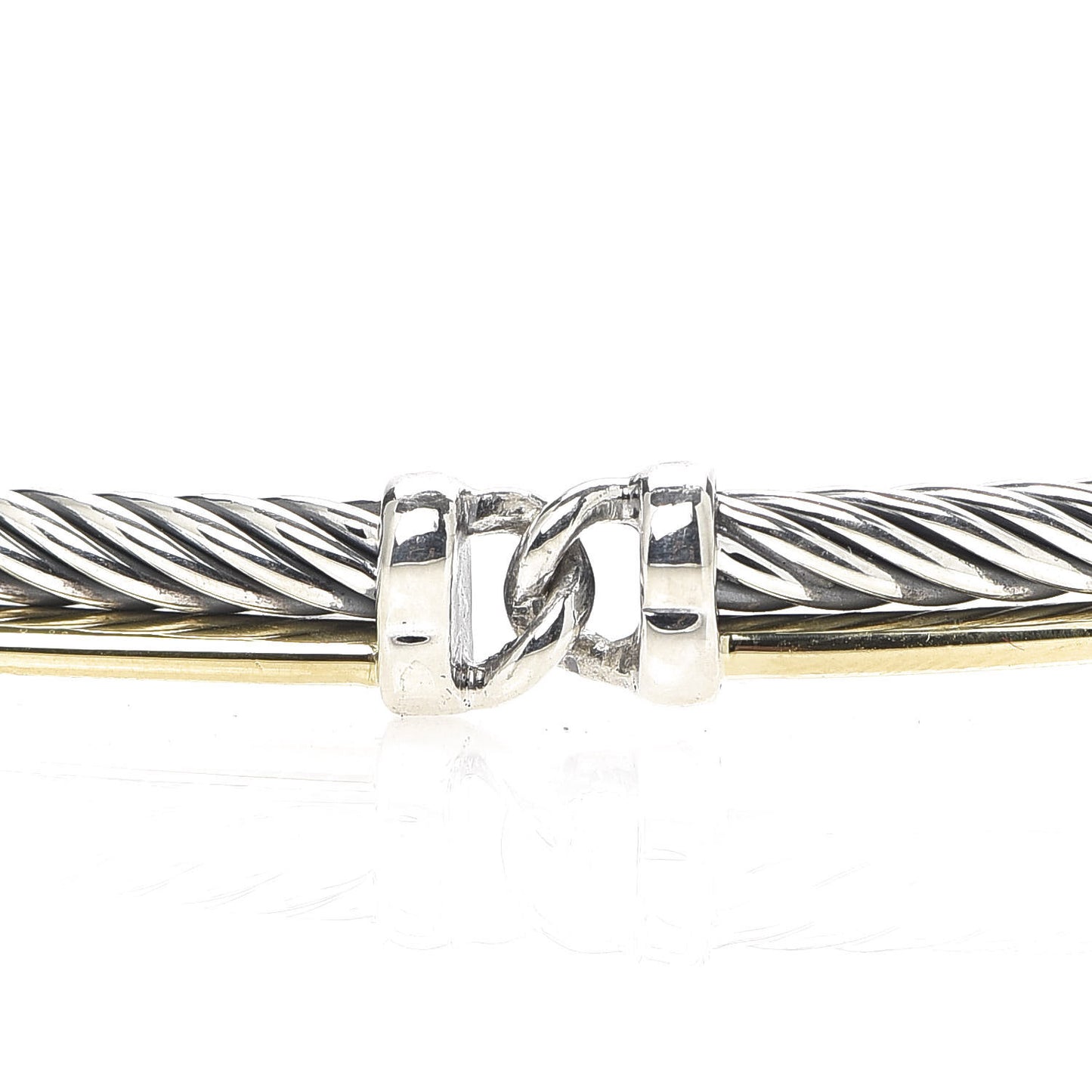 Sterling Silver 18K Yellow Gold Crossover Cable Choker Necklace