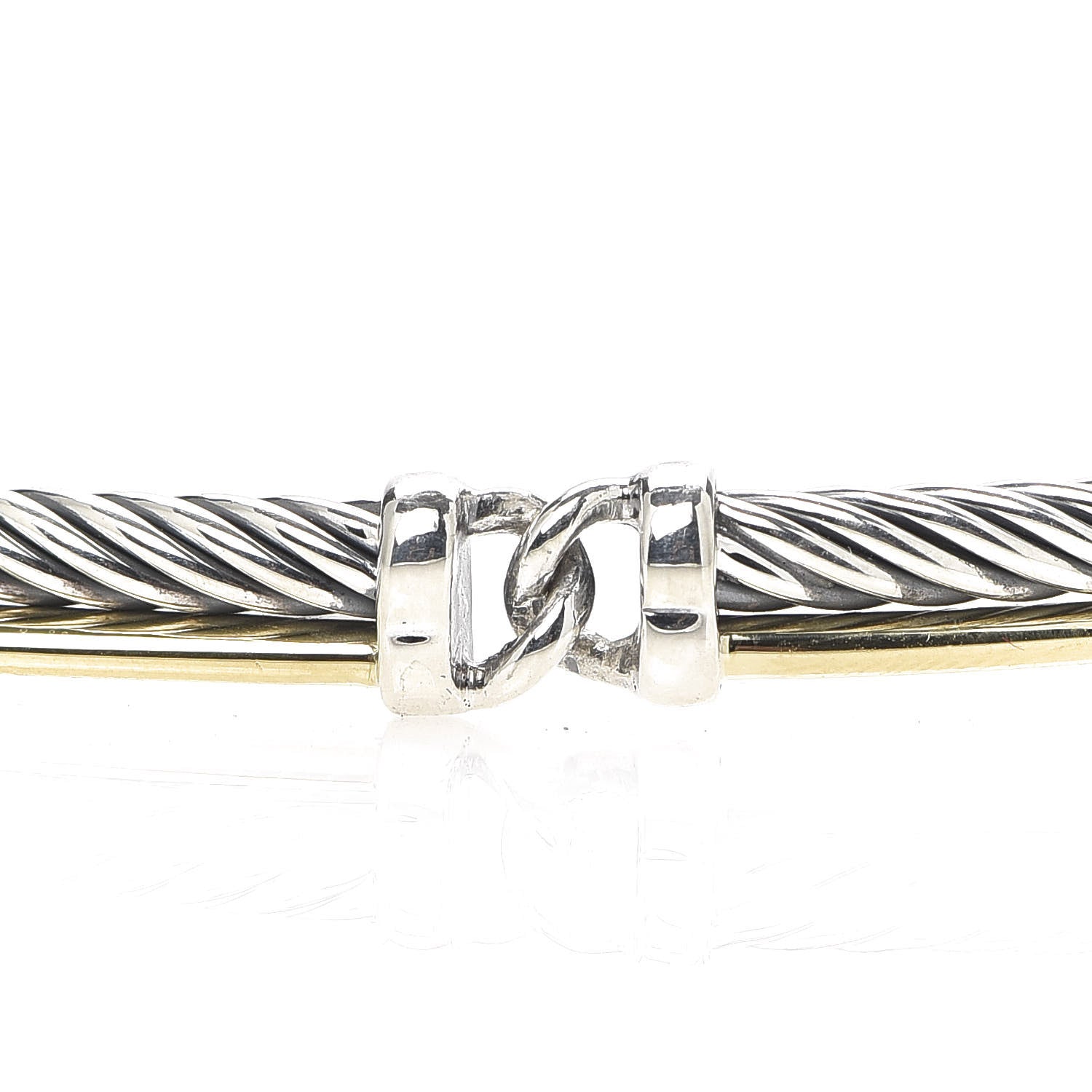 David Yurman Sterling Silver 18K Yellow Gold Crossover Cable Choker Necklace 5 of 5