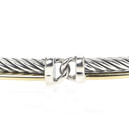 David Yurman Sterling Silver 18K Yellow Gold Crossover Cable Choker Necklace 5 of 5