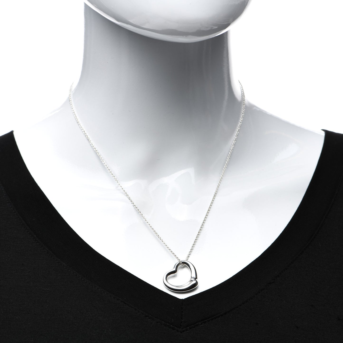 Sterling Silver 22mm Elsa Peretti Open Heart Pendant Necklace