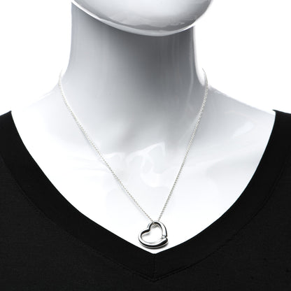 Tiffany Sterling Silver 22mm Elsa Peretti Open Heart Pendant Necklace 2 of 4